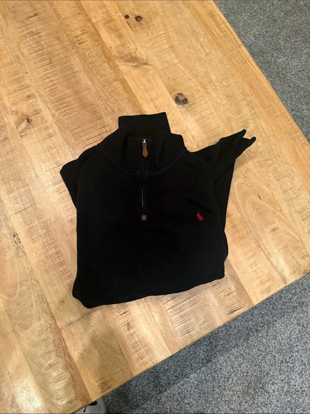 Polo by Ralph Lauren Black Half-Zip Sweater with Red Pony
